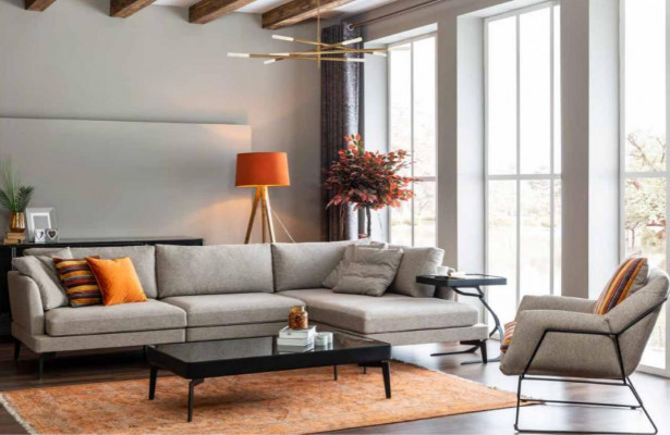 Sofa v L tvaru Couch šedý křeslo šedá sedací souprava moderní nábytek rohová sedací souprava set nový