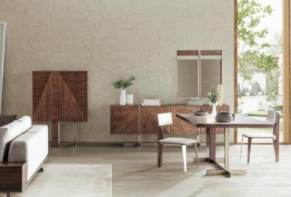 Hnědý jídelní stůl Designer stoly Stůl + 4x židle nábytek 5dílná sada