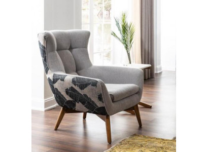 Křeslo ušák křeslo na koktejly pro jednoho moderní design šedý látkový povrch.