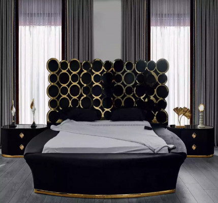 Kompletní ložnice Set Luxusní postel 2x noční stolky Toaletní stolek Zrcadlo 5 dílný