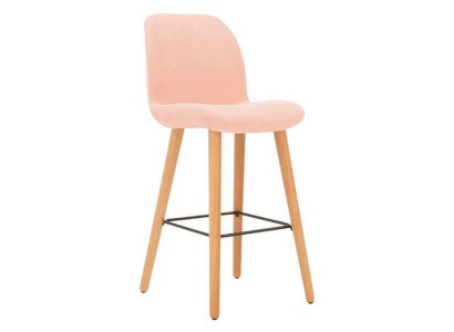 Moderní růžová židle designový barový stolička dřevo stylový luxusní nábytek.