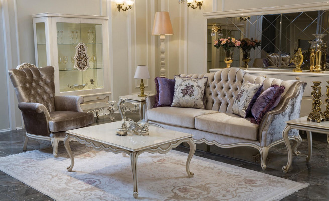 Sedací souprava Pohovka Vitrína Konferenční stolek Konferenční stolek Křeslo Sada sedací soupravy 5 dílná.