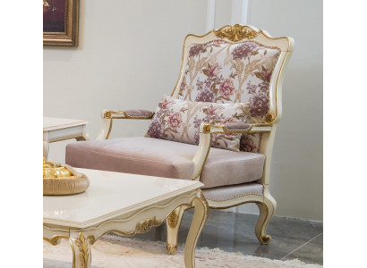 Luxus nábytek Design křeslo klasický design trůn textil obývací pokoj
