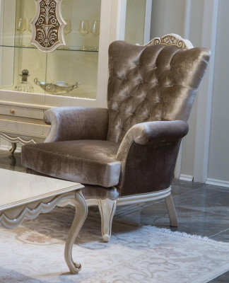Luxus Design Sessel klassischer Thron Sessel Wohnzimmer chesterfield Neu
