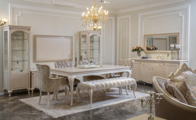 Vitrína Skleněná skříň Dřevěné skříně Obývací pokoje Vitríny Italský luxus