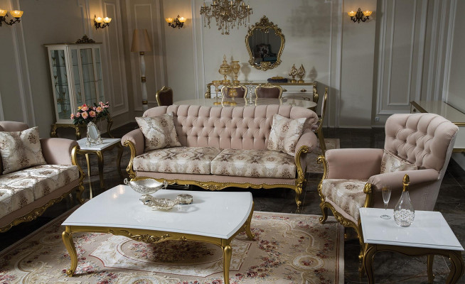 Design křeslo Luxus dřevěný nábytek klasické Chesterfield textilie obývací pokoj Nový