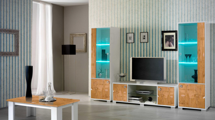 stěnáž 3ks TV + 2x Vitrína Design Italský nábytek Obývací pokoj Luxusní nábytek