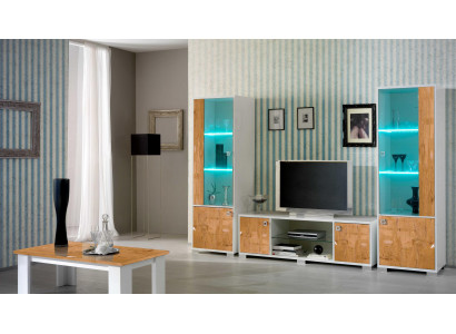 stěnáž 3ks TV + 2x Vitrína Design Italský nábytek Obývací pokoj Luxusní nábytek