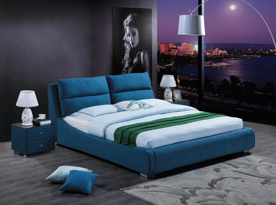 Designová postel z kůže do ložnice 3ks set 2x noční stolek luxusní nábytek