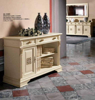 Italský design nábytek starověký - dřevěná barová kredence skříň komoda