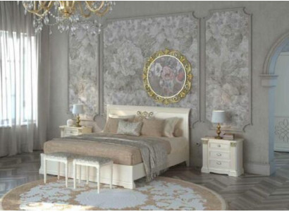 Postel + 2x noční stolek 3 kusy ložnice sada Design Moderní Luxus Klasický Nábytek Masivní dřevo