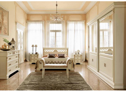Postel + 2x noční stolek 3ks. Ložnice set Massivholz Designer Luxus Schlafzimmer Barock