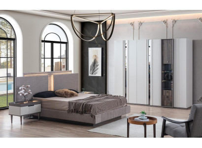 Ložnice Set Moderní Postel 2x Noční stolek a Šatní skříň 4dílný Nový