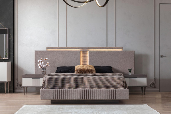 Ložnice Set Moderní Postel 2x Noční stolek a Šatní skříň 4dílný Nový