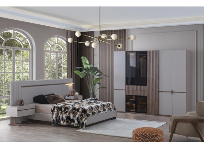 Ložnice Set Luxus Design Postel 2x Noční stolky Šatrová skříň 4kusy Nové