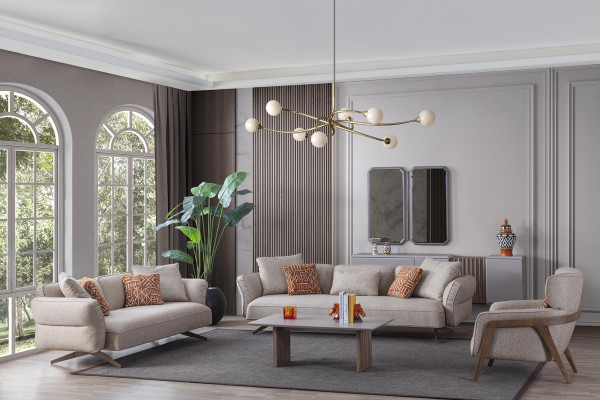 Luxus moderní obývací pokoj set 4 kusy. 4+3 sedačka a konferenční stolek nový