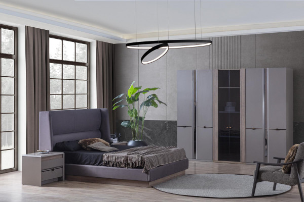 Ložnice set postel šatní skříně skříň postele 2x noční stolky 4dílný.