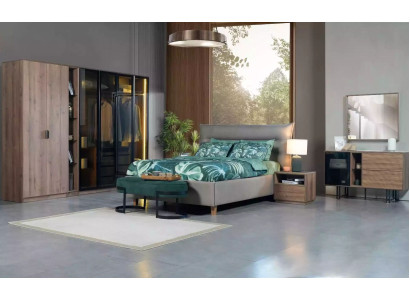 Ložnice Set Loft Design Postel Skříň Postele Komoda Noční stolek 5 kusů