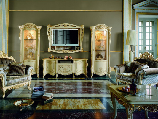 Design stěna skříňka se dvěma skříněmi RTV TV rám komoda 4-dílná sestava vitrína