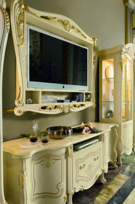 Design stěna skříňka se dvěma skříněmi RTV TV rám komoda 4-dílná sestava vitrína