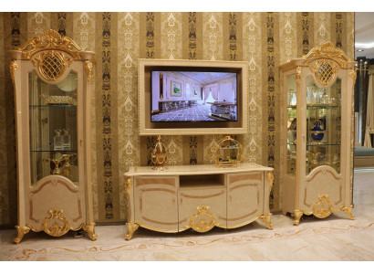 Design Living room display cabinet sideboard 2x TV cabinet lowboard sideboard 3 piece set glass cabinet
