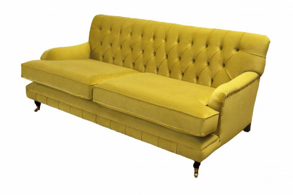 Chesterfield Pohovka Polstrovaná Sedací Souprava 3 Místná Žlutá Žluté Pohovky Sedací Soupravy