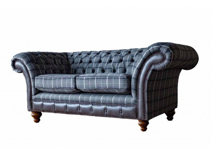 Design Chesterfield Textil Luxus 2-Sitzer Látka Pohovka Sedací Souprava Nová