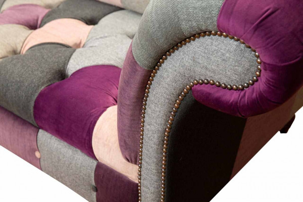 Chesterfield látková pohovka gauč potah design 2místná textilní sedací soupravy šedá.