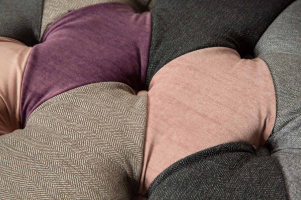 Chesterfield látková pohovka gauč potah design 2místná textilní sedací soupravy šedá.