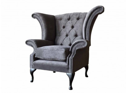 Křeslo sešity Chesterfield látkový obývací pokoj Polyester Design Šedá