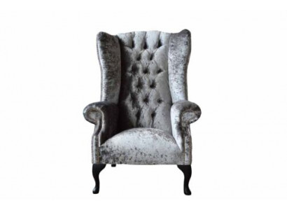 Ohrensessel Chesterfield Křeslo Pohovka 1 Místná Šedá Látka Textil Nový