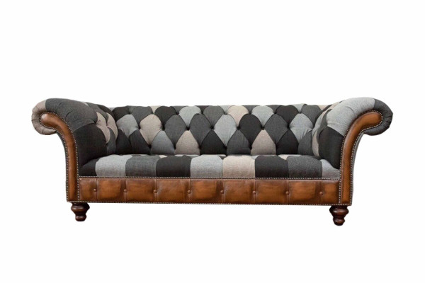 Chesterfield 3místná pohovka čalouněná textilní sedací soupravy, nová