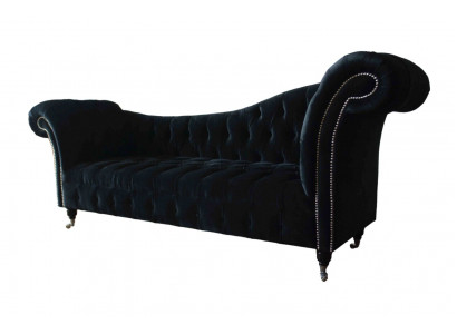 Pohovka Luxus Textil Chesterfield Pohovka Čalouněný 3-místný modrý sametový set