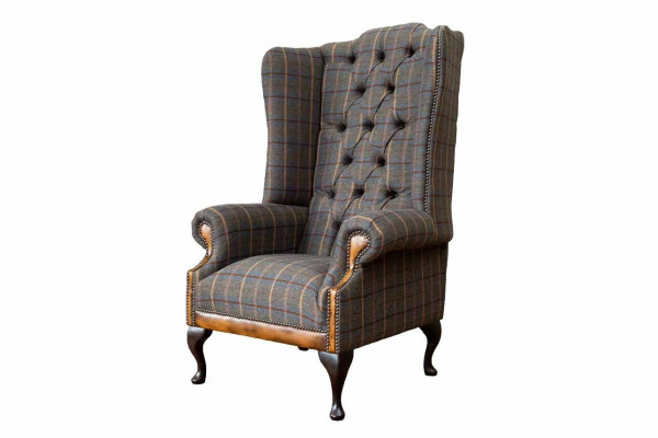 Chesterfield křeslo Pohovka čalouněný 1-sedačka Textil Křeslo s uchy