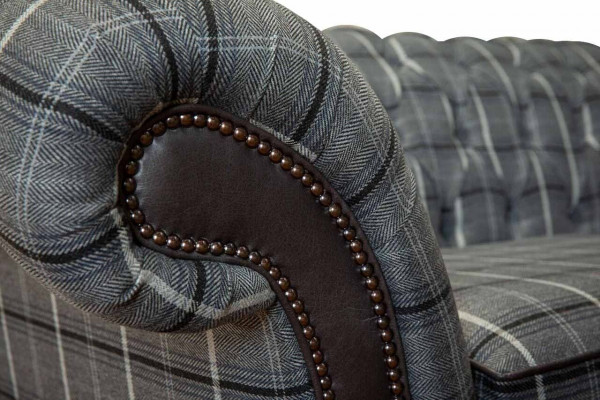 Pohovka 3místná pohovka textilní pohovky design nábytek třísedadlový šedý Chesterfield