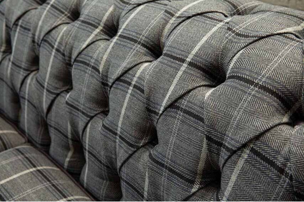 Pohovka 3místná pohovka textilní pohovky design nábytek třísedadlový šedý Chesterfield