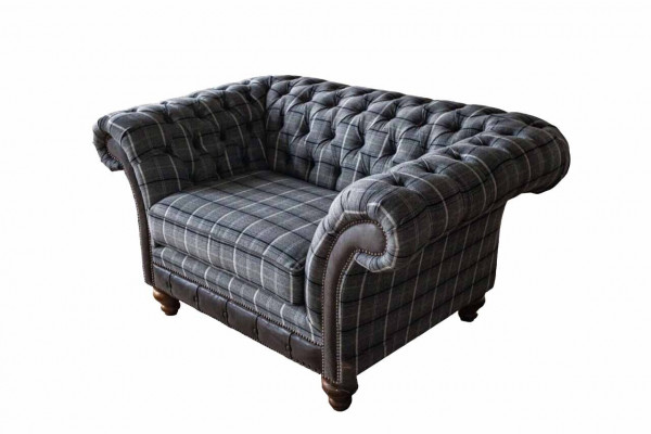 Chesterfield křeslo pohovka 1-sedačka sofa textilní látka pohovky polštář nový