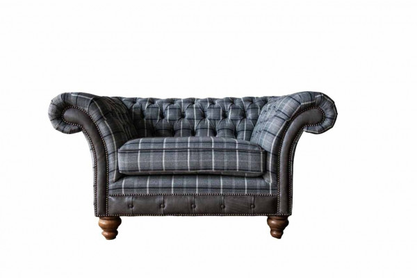 Chesterfield křeslo pohovka 1-sedačka sofa textilní látka pohovky polštář nový