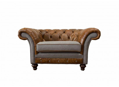 Design křeslo Chesterfield 1 místné luxusní klasické textilní pohovky.