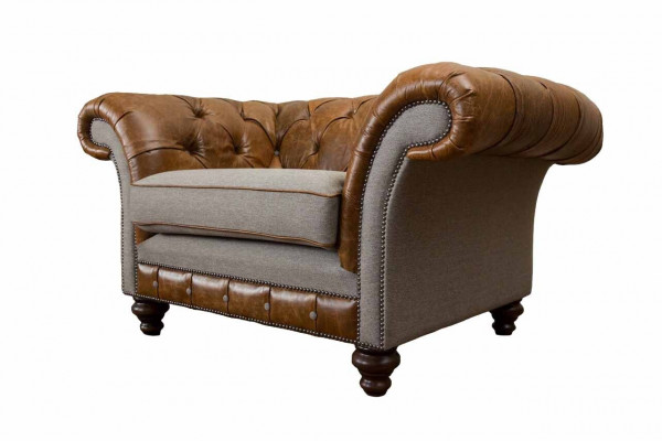 Design křeslo Chesterfield 1 místné luxusní klasické textilní pohovky.