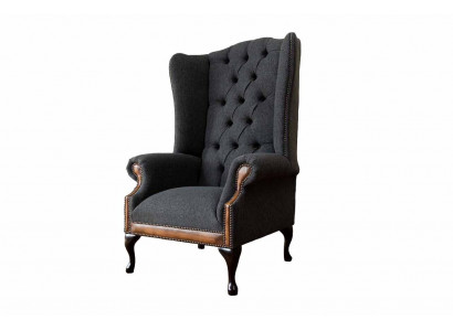 Chesterfield křeslo Šedá obývací místnost Klasický textilní křeslo Nábytek