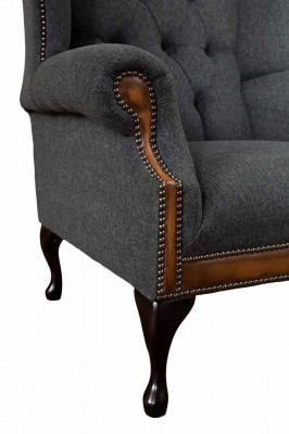 Chesterfield křeslo Šedá obývací místnost Klasický textilní křeslo Nábytek