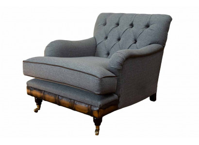Křeslo křeslo se širokými opěradly tkanina luxus obývací pokoj klasický chesterfield