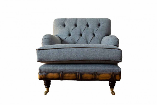 Křeslo křeslo se širokými opěradly tkanina luxus obývací pokoj klasický chesterfield