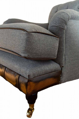 Křeslo křeslo se širokými opěradly tkanina luxus obývací pokoj klasický chesterfield