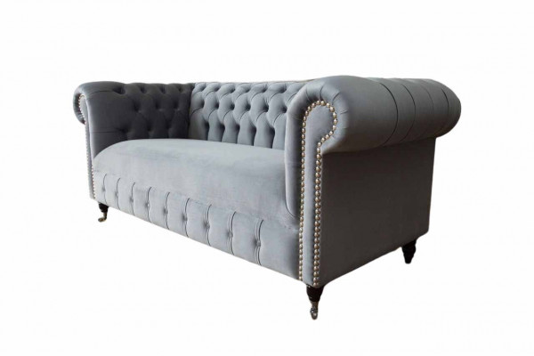 Chesterfield šedá pohovka třísedadlová pohovka pohovky pohovky sametový nábytek 230cm