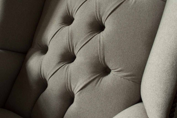Šedá křeslo s ušima Design Polster Chesterfield Textil Obývací pokoj