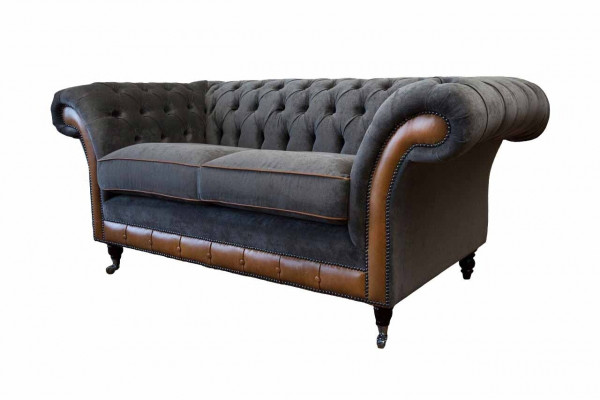 Chesterfield Luxus 2místná pohovka, potahová sedačka, dvoumístná kožená pohovka