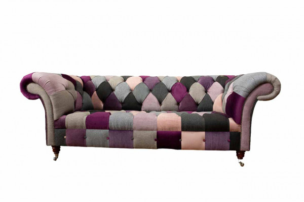 Chesterfield Design potah Luxus Sedací Souprava Pohovka Zelený Textilní 3 Místné