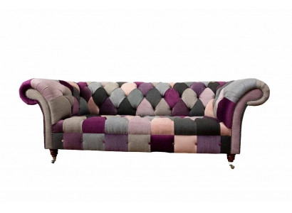 Chesterfield Design potah Luxus Sedací Souprava Pohovka Zelený Textilní 3 Místné